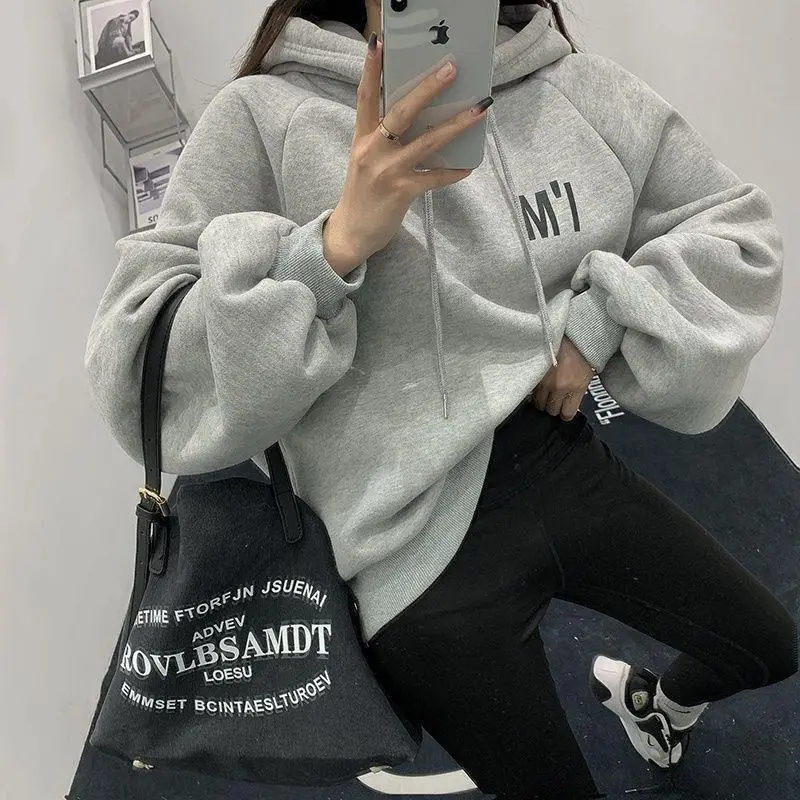 Women Oversize Hooded Fleece Coat White Thinking