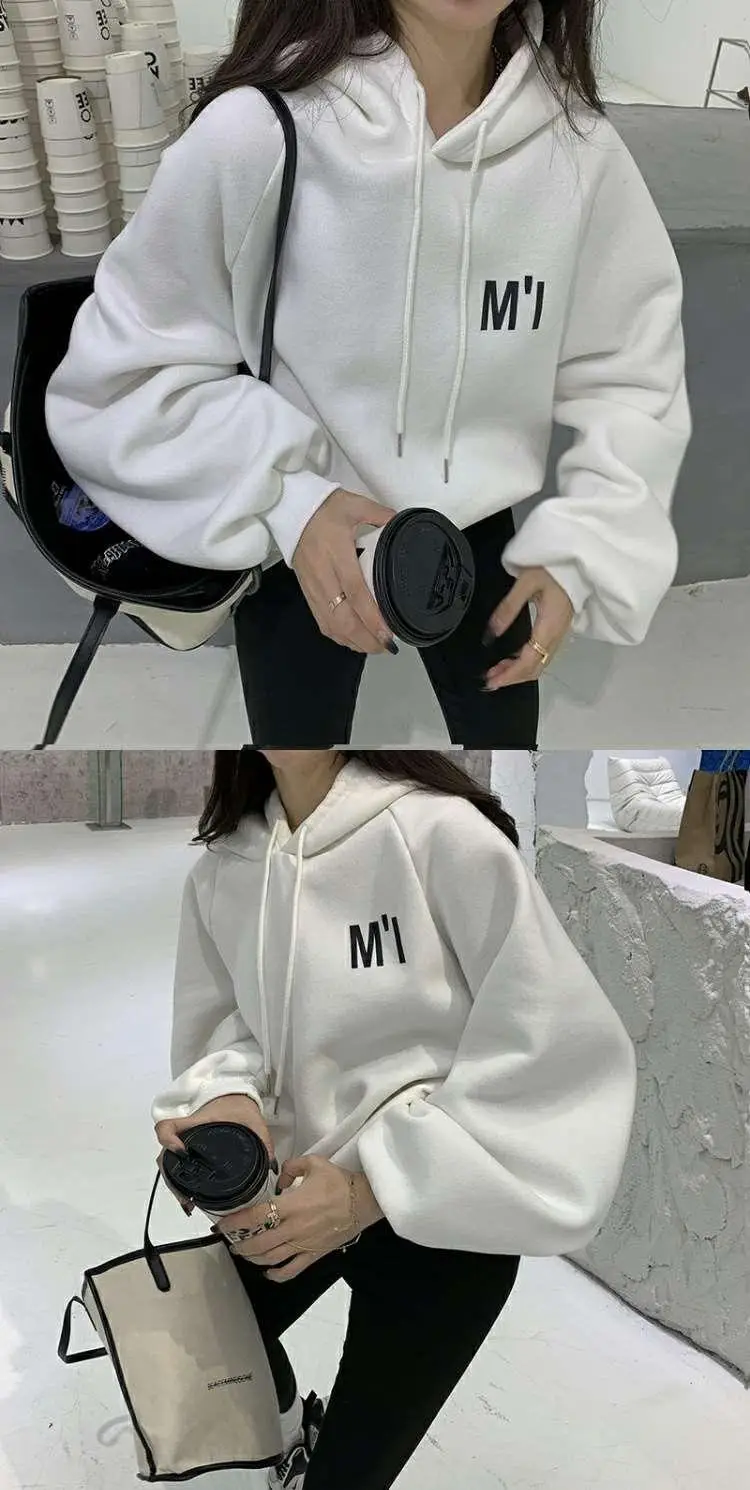 Women Oversize Hooded Fleece Coat White Thinking — feature 11