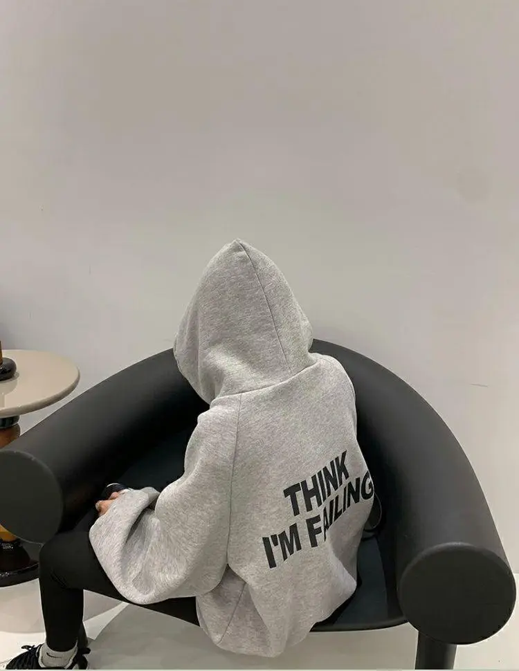 Women Oversize Hooded Fleece Coat White Thinking — feature 3