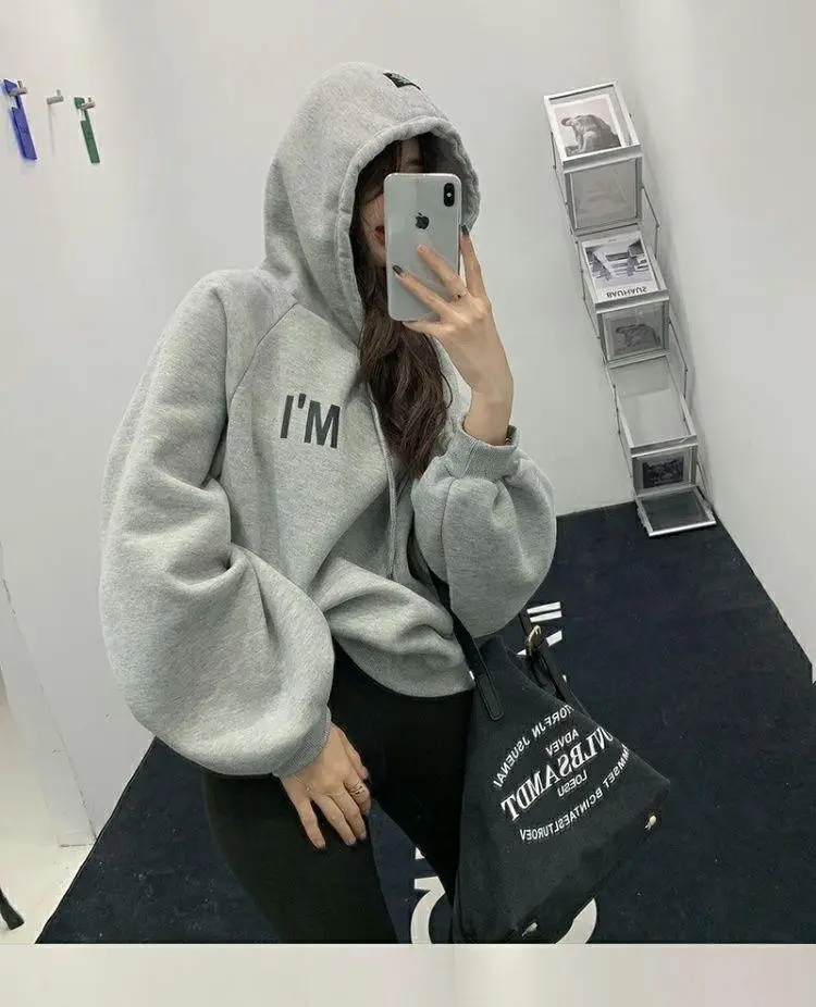 Women Oversize Hooded Fleece Coat White Thinking — feature 4