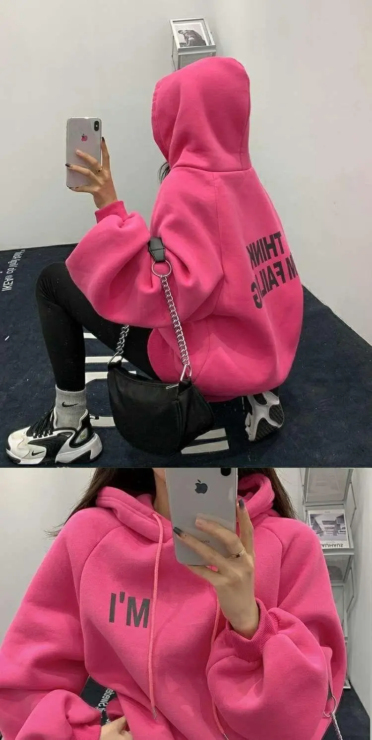 Women Oversize Hooded Fleece Coat White Thinking — feature 5