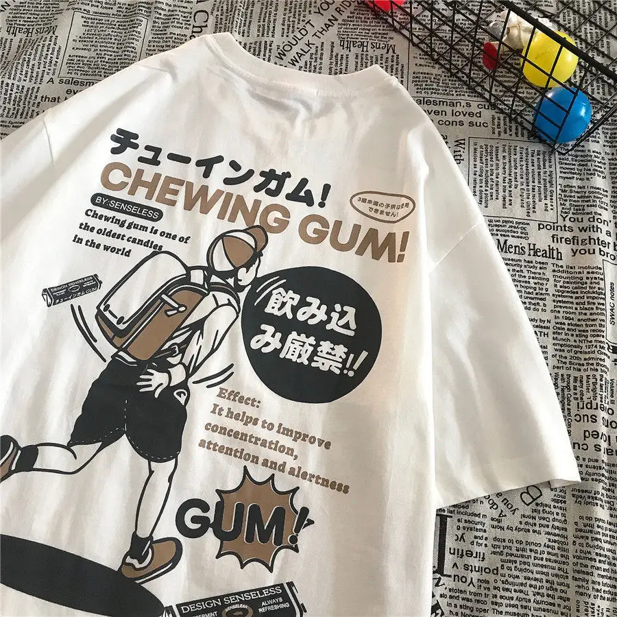 American Style Retro Cartoon Printed T-Shirt for Men Women Students — feature 5