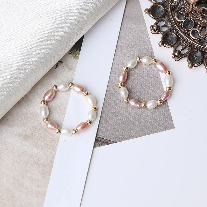 14K Gold-Filled Pearl Bracelet Set for Women