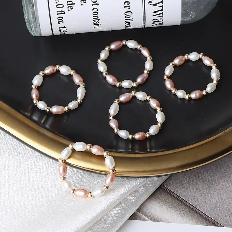 14K Gold-Filled Pearl Bracelet Set for Women
