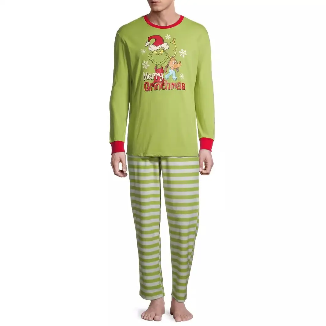 Grinchmas Parent-Child Santa Pajamas Red Printed