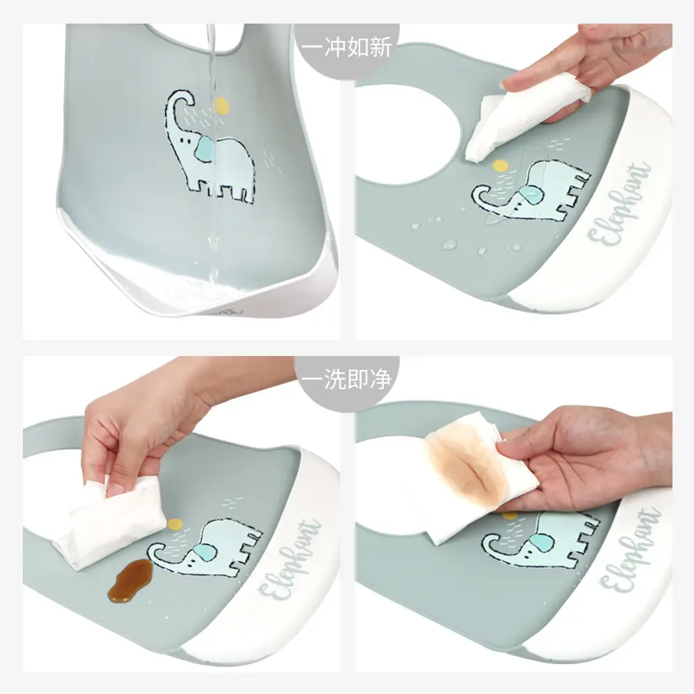 New Baby Cartoon Silicone Bib Oil-Proof