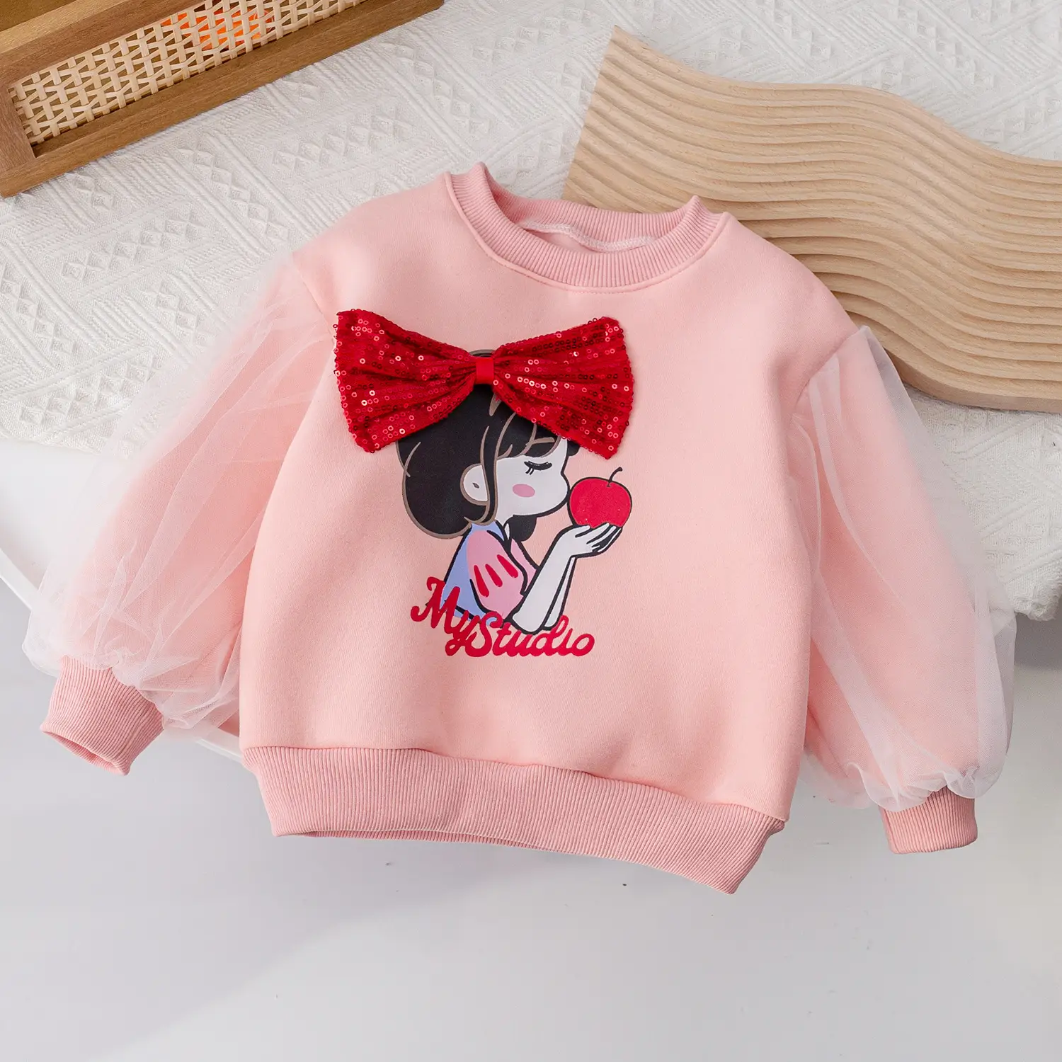 Girls Pink Sweatshirt 2025 Autumn Winter Casual Loose - Image 2