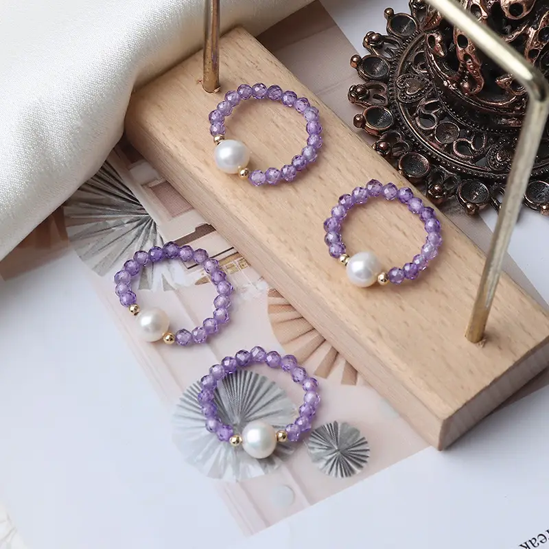 Purple Pearl Bracelet with 14K Gold Plating