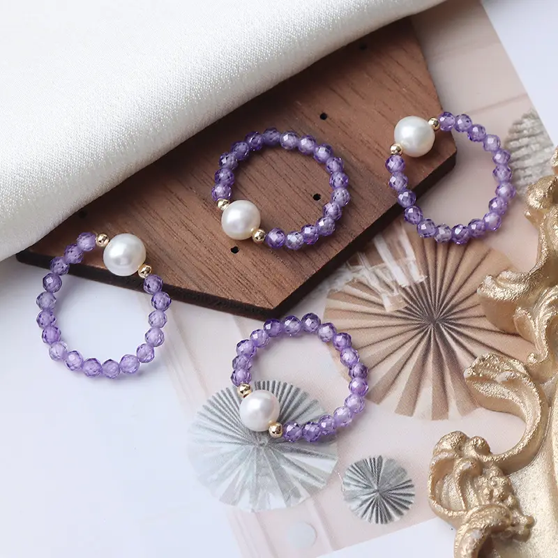 Purple Pearl Bracelet with 14K Gold Plating