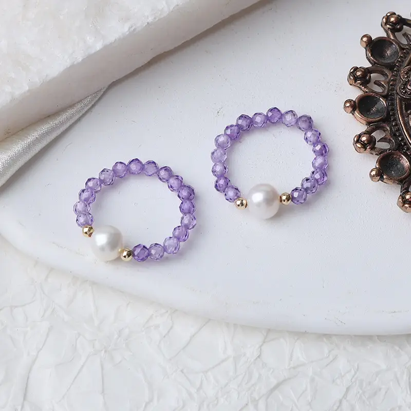 Purple Pearl Bracelet with 14K Gold Plating