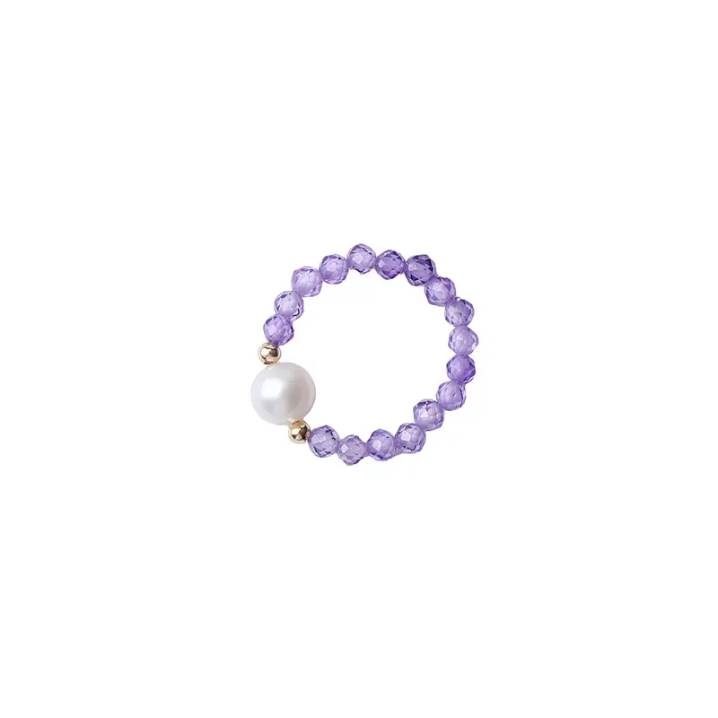 Purple Pearl Bracelet with 14K Gold Plating