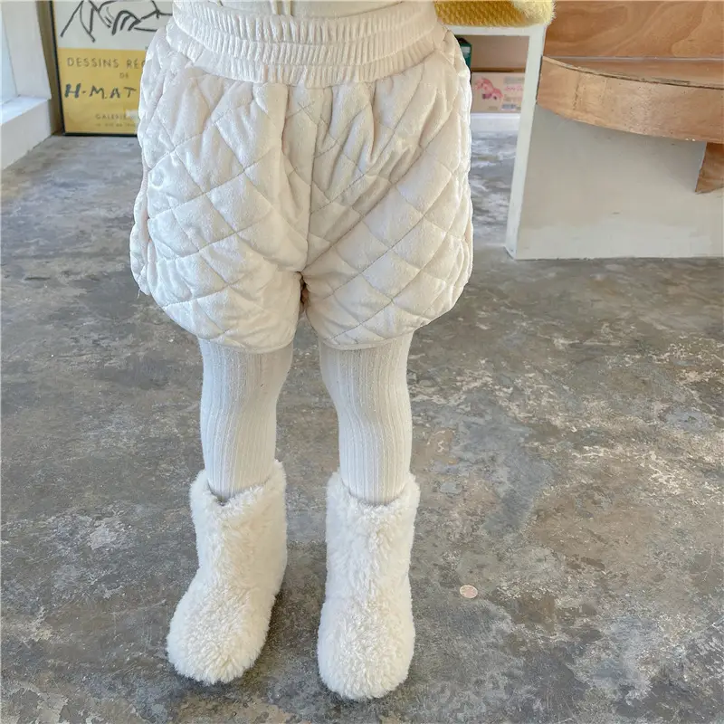 Girls Winter Ruffled Bubble Top + Velvet Quilted Shorts Set — feature 18