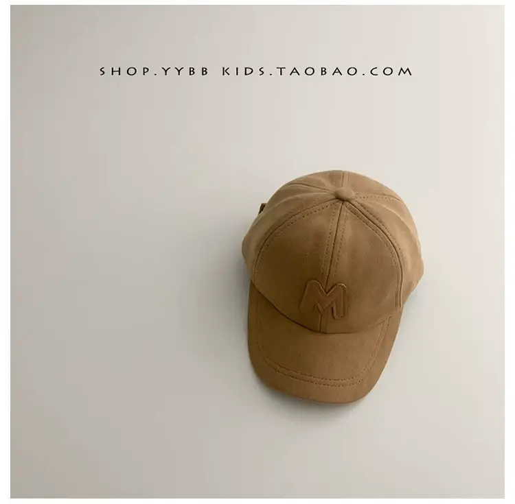 2022 Korean Kids Cap Tan Baby Letter Suede Warm — feature 12