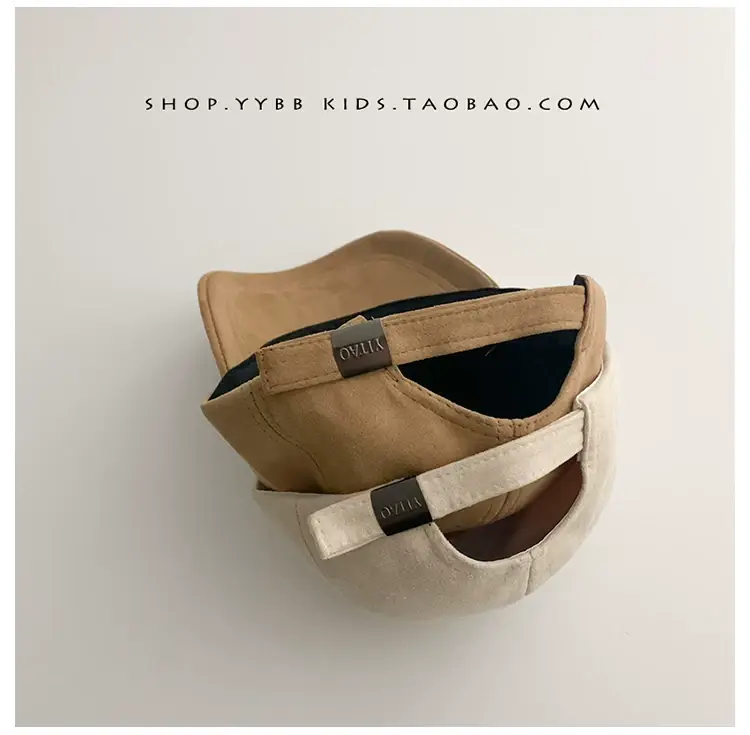 2022 Korean Kids Cap Tan Baby Letter Suede Warm — feature 6