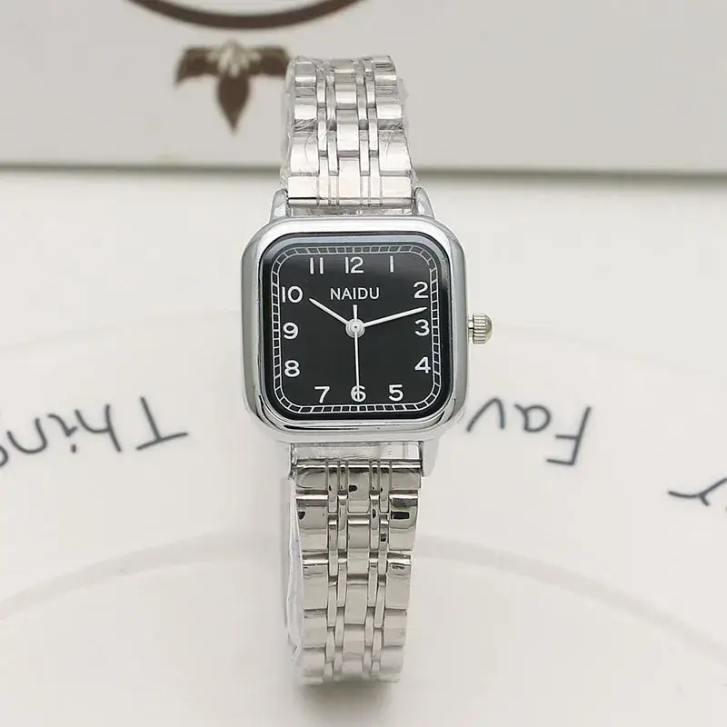 Literary Student Square Steel Band Quartz Watch Stainless Steel Band Fashionable Girls Watch Forest Square Watch Ladies Watch