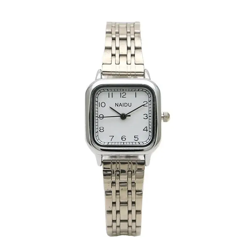 Literary Student Square Steel Band Quartz Watch Stainless Steel Band Fashionable Girls Watch Forest Square Watch Ladies Watch