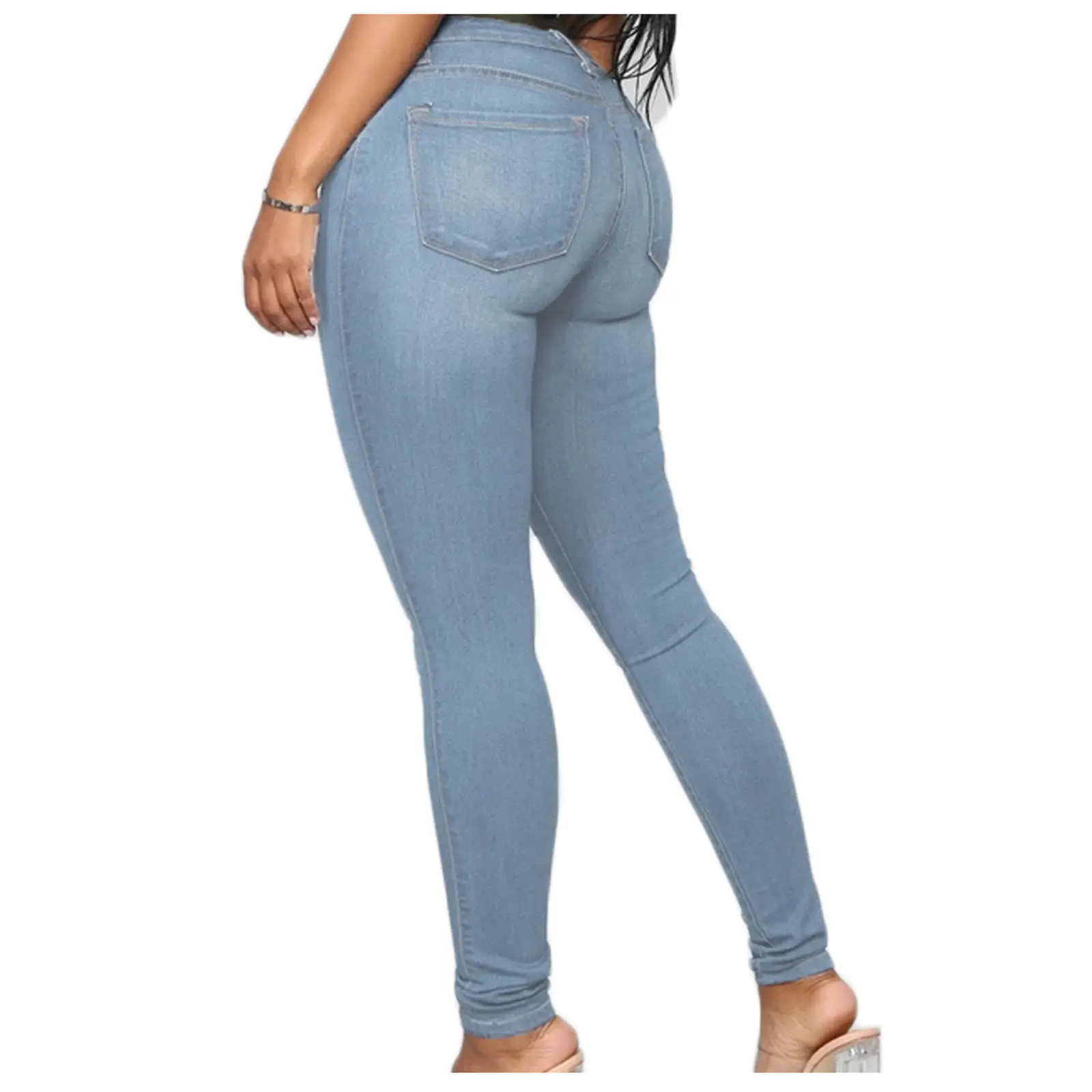 Women Slim Fit Light Blue Denim Pants — feature 16