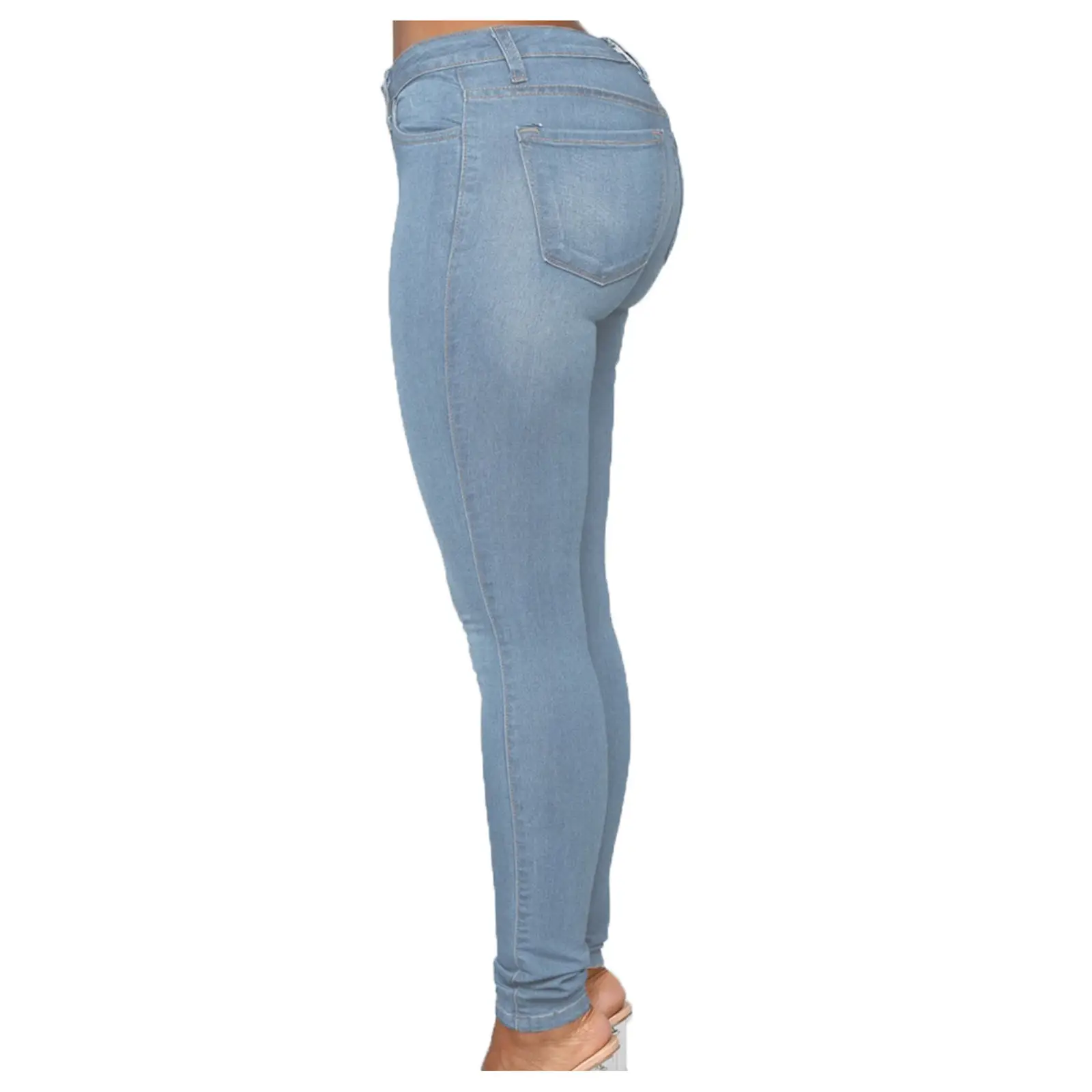 Women Slim Fit Light Blue Denim Pants — feature 17