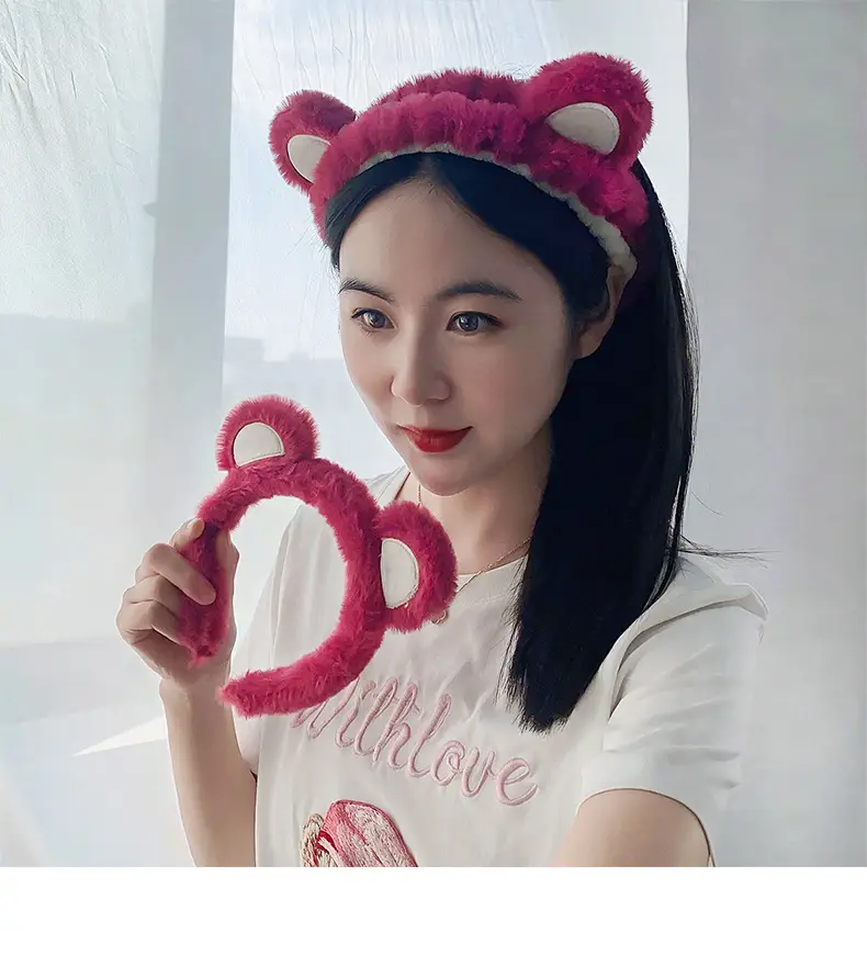 Plush Frog Hairband Pink Heart Design — feature 7