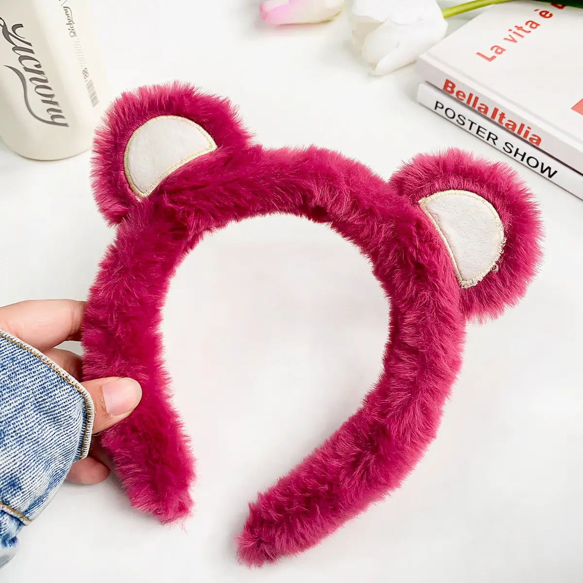 Plush Frog Hairband Pink Heart Design