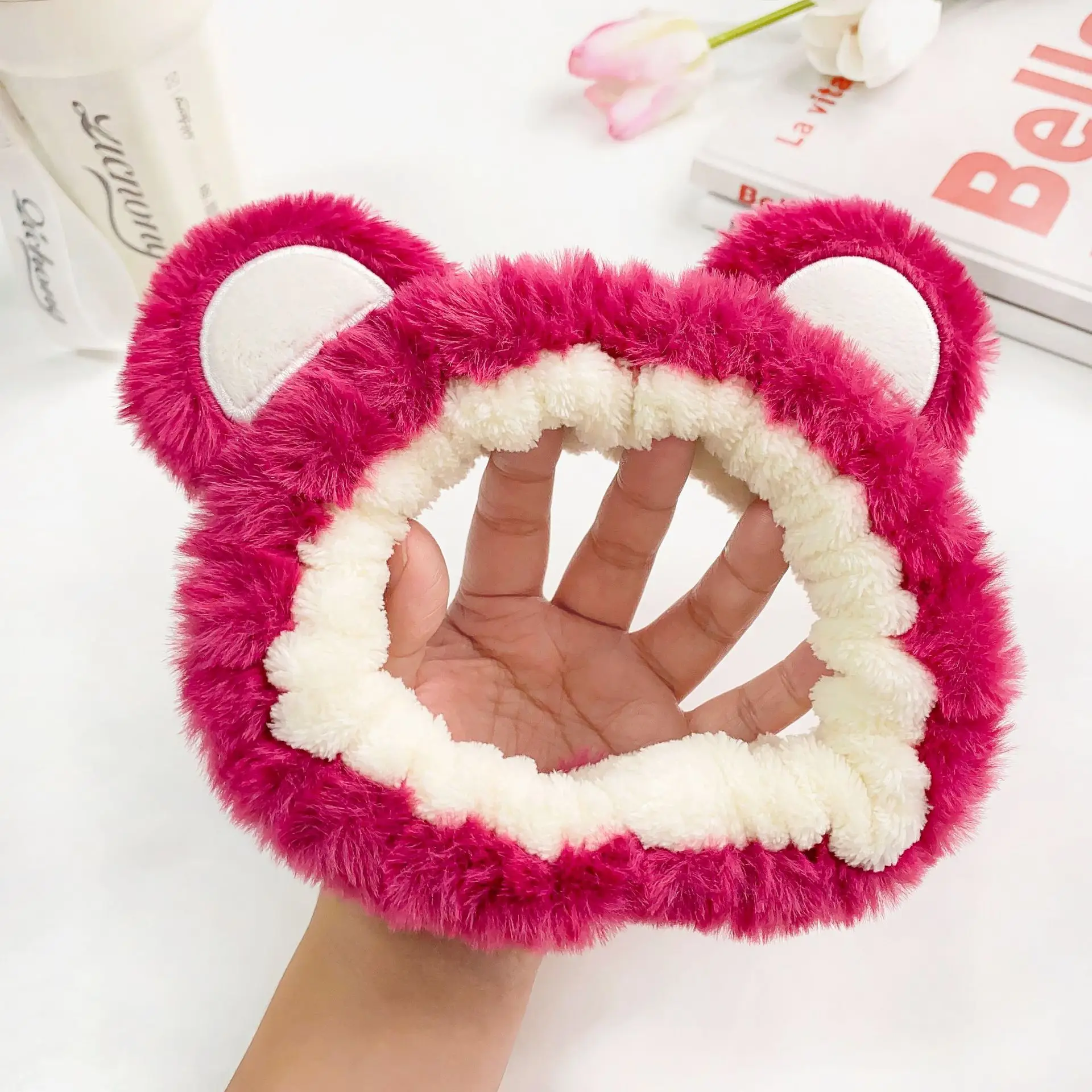 Plush Frog Hairband Pink Heart Design