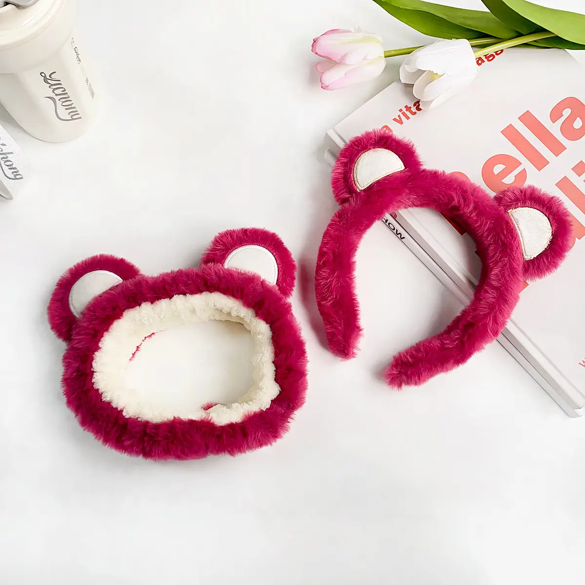 Plush Frog Hairband Pink Heart Design