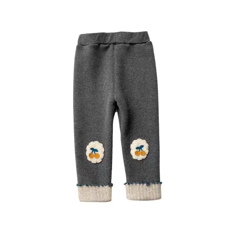 Girls' fleece-lined Leggings Children's Autumn and Winter Thickened One-piece Velvet Outer Wearing Western Style Baby Girls' Winter Warm Pants
