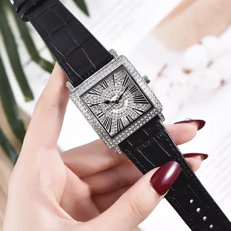 Square Diamond Watch for Women Roman Digital Quartz Belt - Image 14