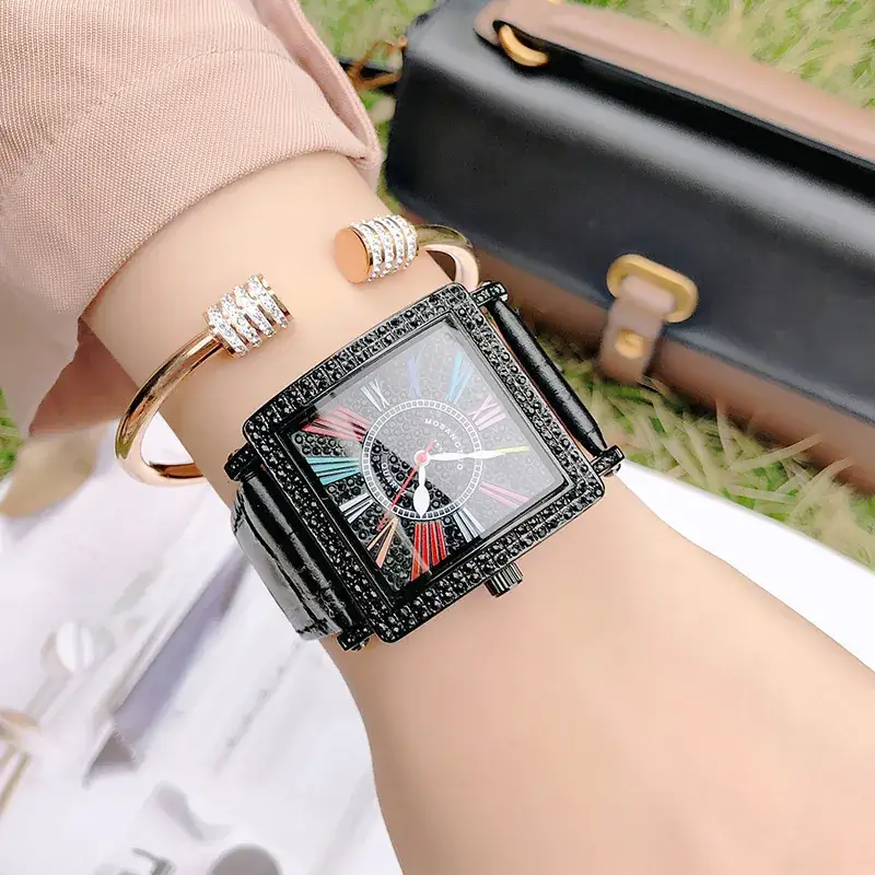 Square Diamond Watch for Women Roman Digital Quartz Belt - Image 17