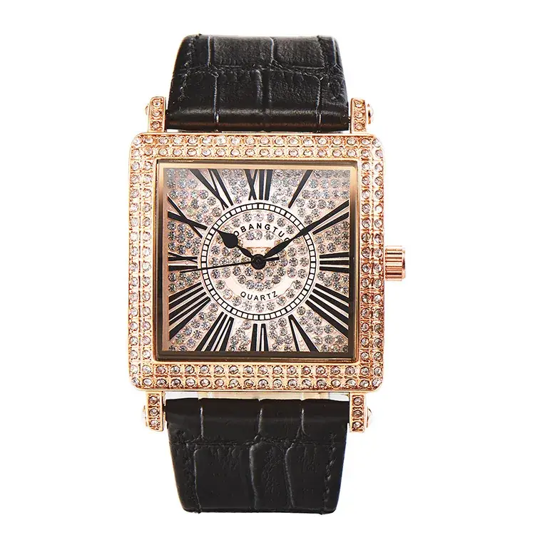 Square Diamond Watch for Women Roman Digital Quartz Belt - Image 10