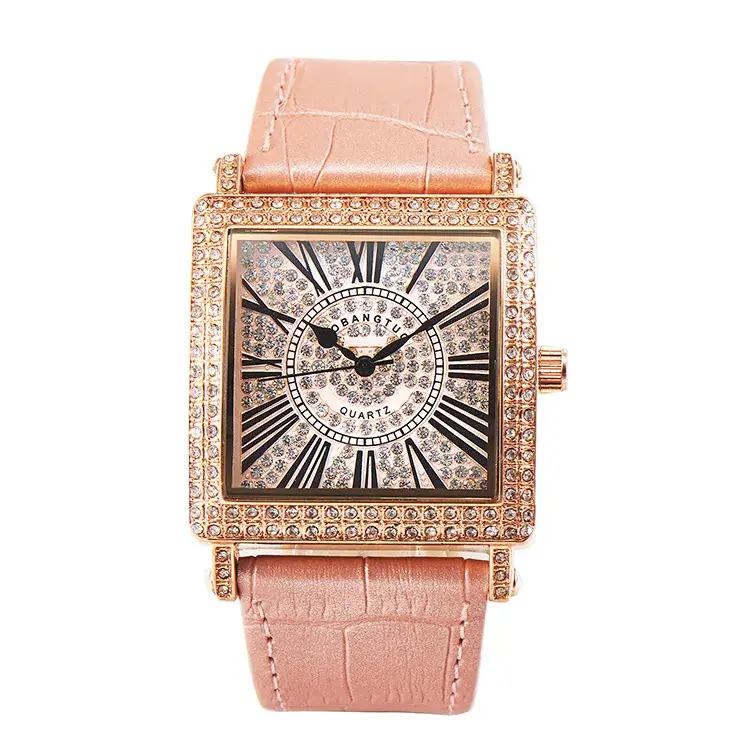 Square Diamond Watch for Women Roman Digital Quartz Belt - Image 11