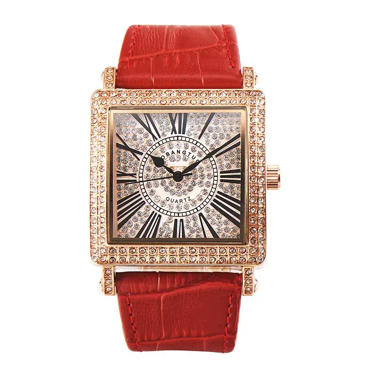 Square Diamond Watch for Women Roman Digital Quartz Belt - Image 12