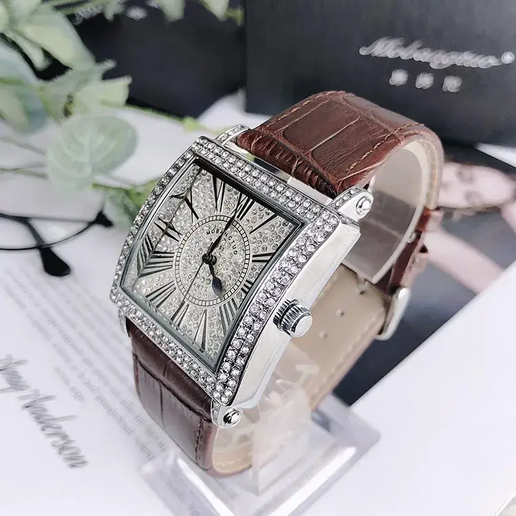 Square Diamond Watch for Women Roman Digital Quartz Belt - Image 5