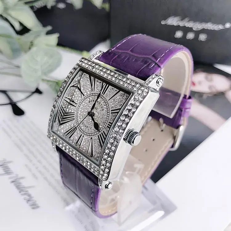 Square Diamond Watch for Women Roman Digital Quartz Belt - Image 6