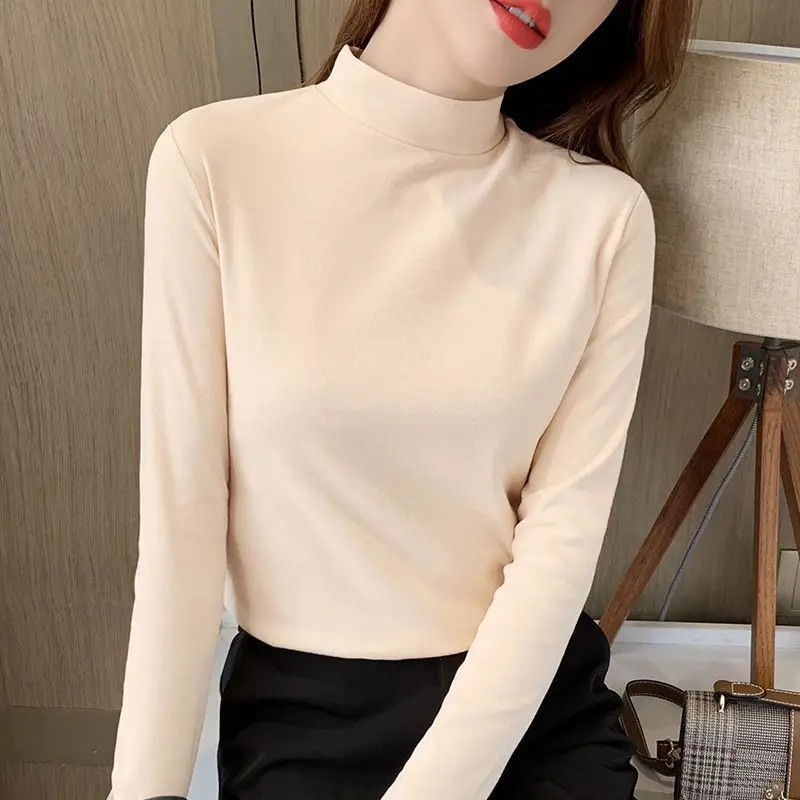 Women Velvet Collar Shirt Yellow Long Sleeve Winter Warm — feature 18