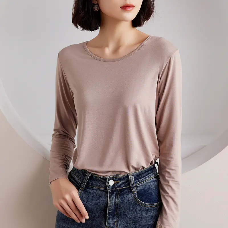 Women's Black Long Sleeve Crewneck Top for Winter - Image 6