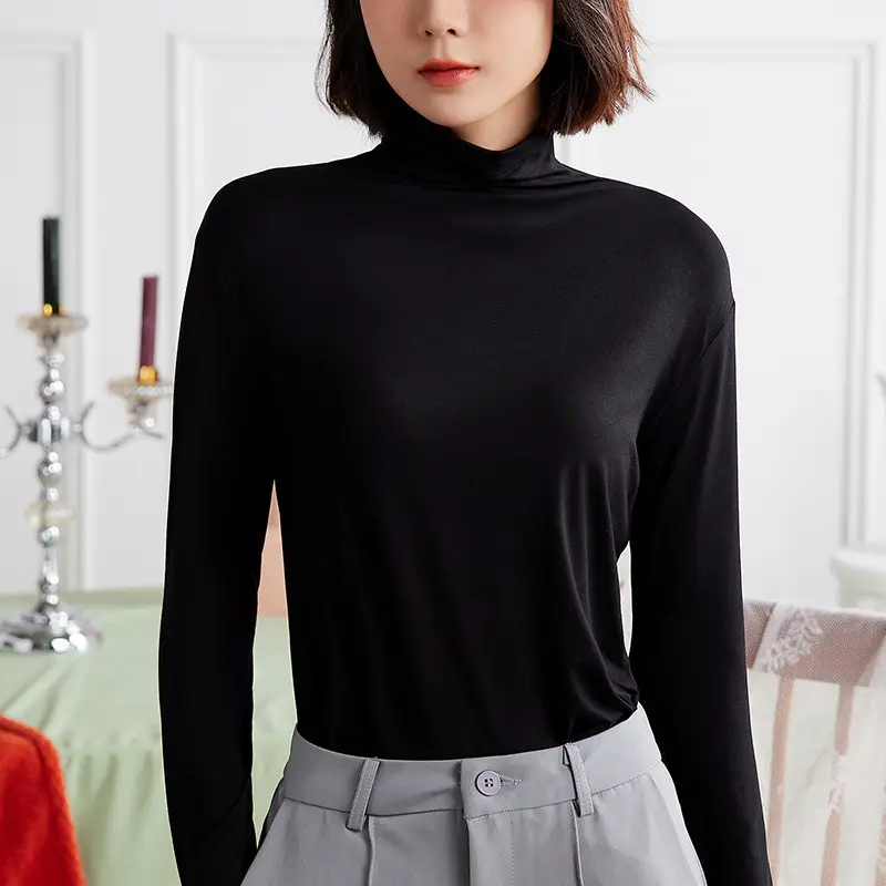 Women's Black Long Sleeve Crewneck Top for Winter - Image 9