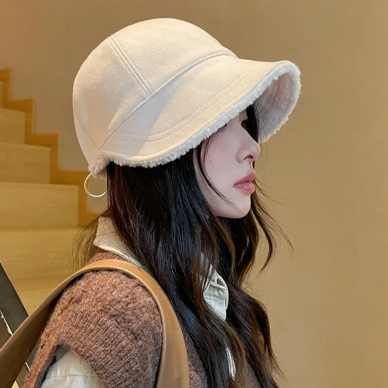 Women Winter Fleece Fisherman Hat Peaked Cap Warm 2022