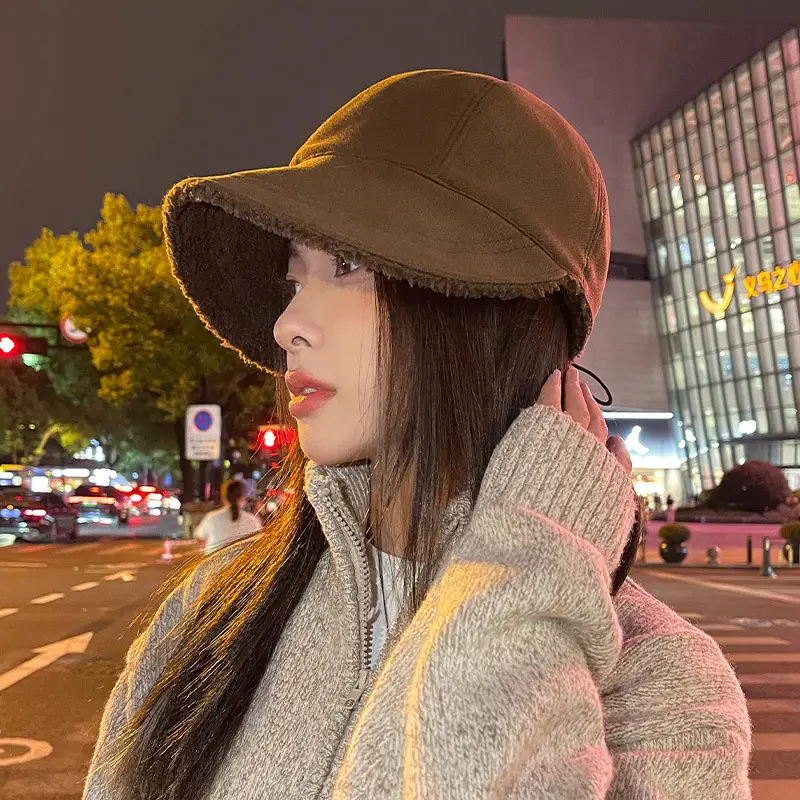 Women Winter Fleece Fisherman Hat Peaked Cap Warm 2022 - Image 2