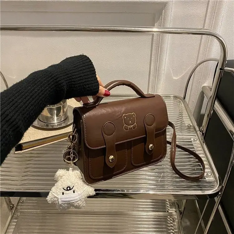 Retro Cambridge Mini Shoulder Bag Brown PU New Autumn Winter - Image 8