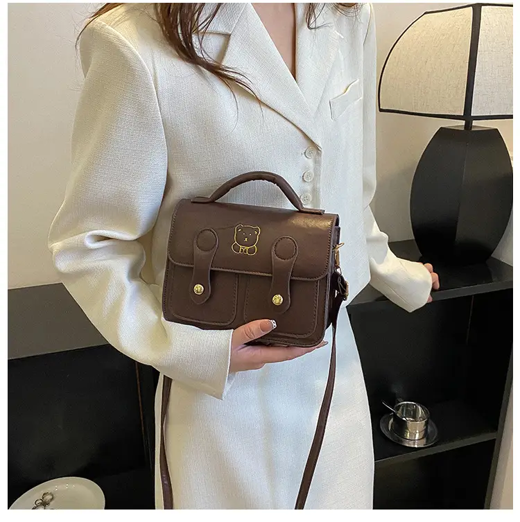 Retro Cambridge Mini Shoulder Bag Brown PU New Autumn Winter - Image 2
