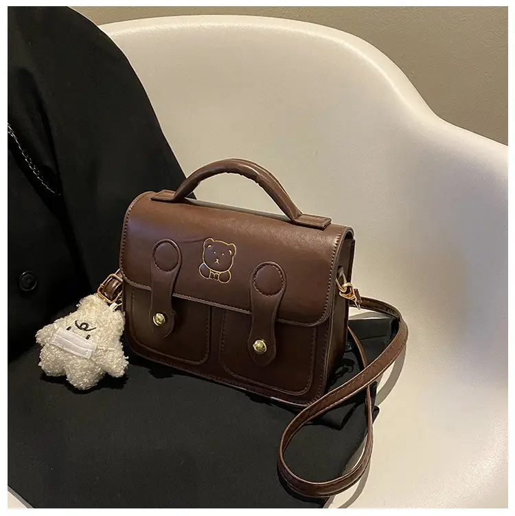 Retro Cambridge Mini Shoulder Bag Brown PU New Autumn Winter - Image 5