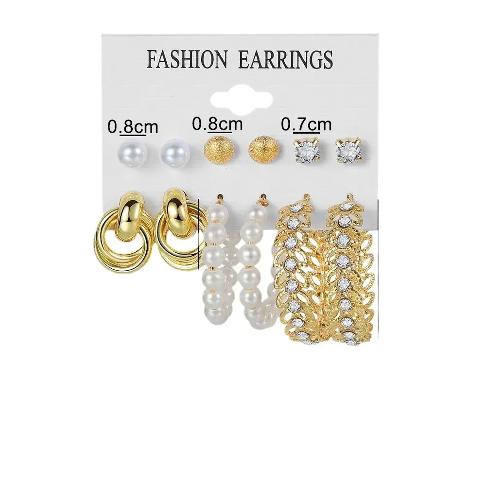 Golden Square Geometric Earrings Set 6-Piece - Image 44