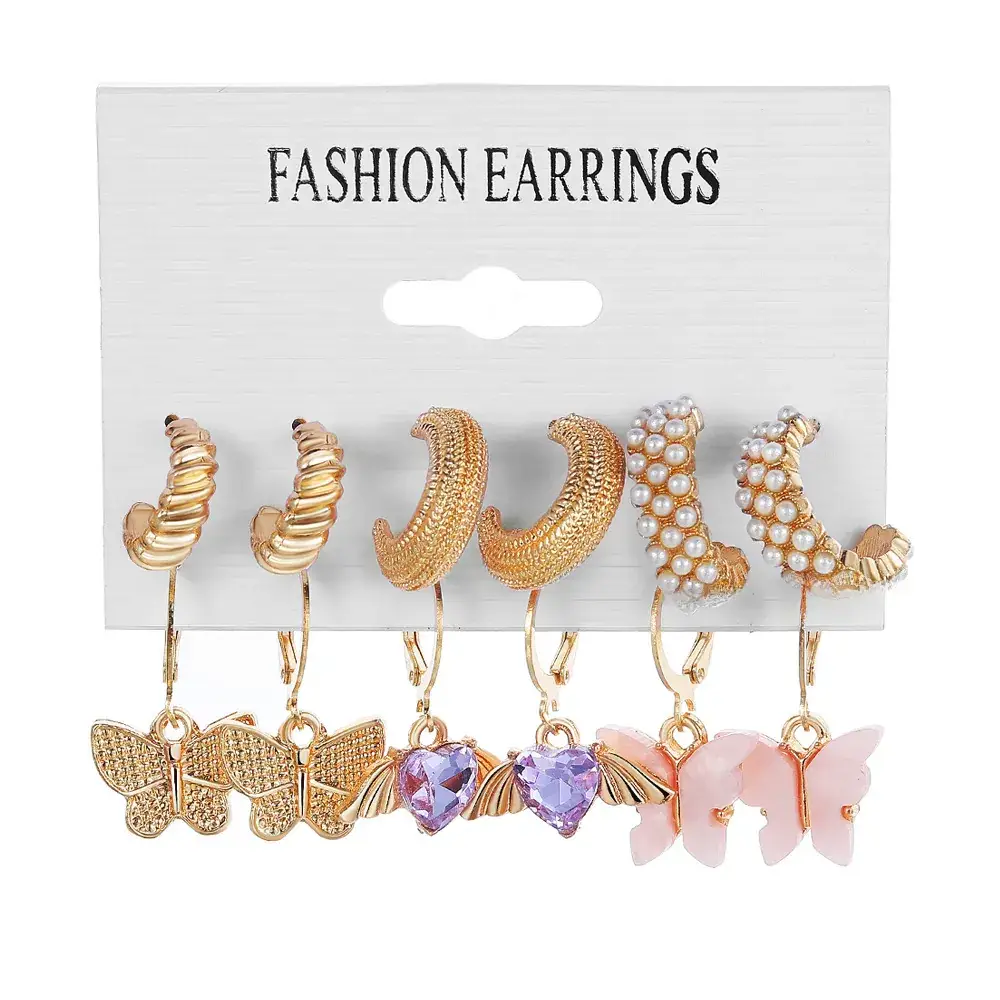 Golden Square Geometric Earrings Set 6-Piece - Image 22