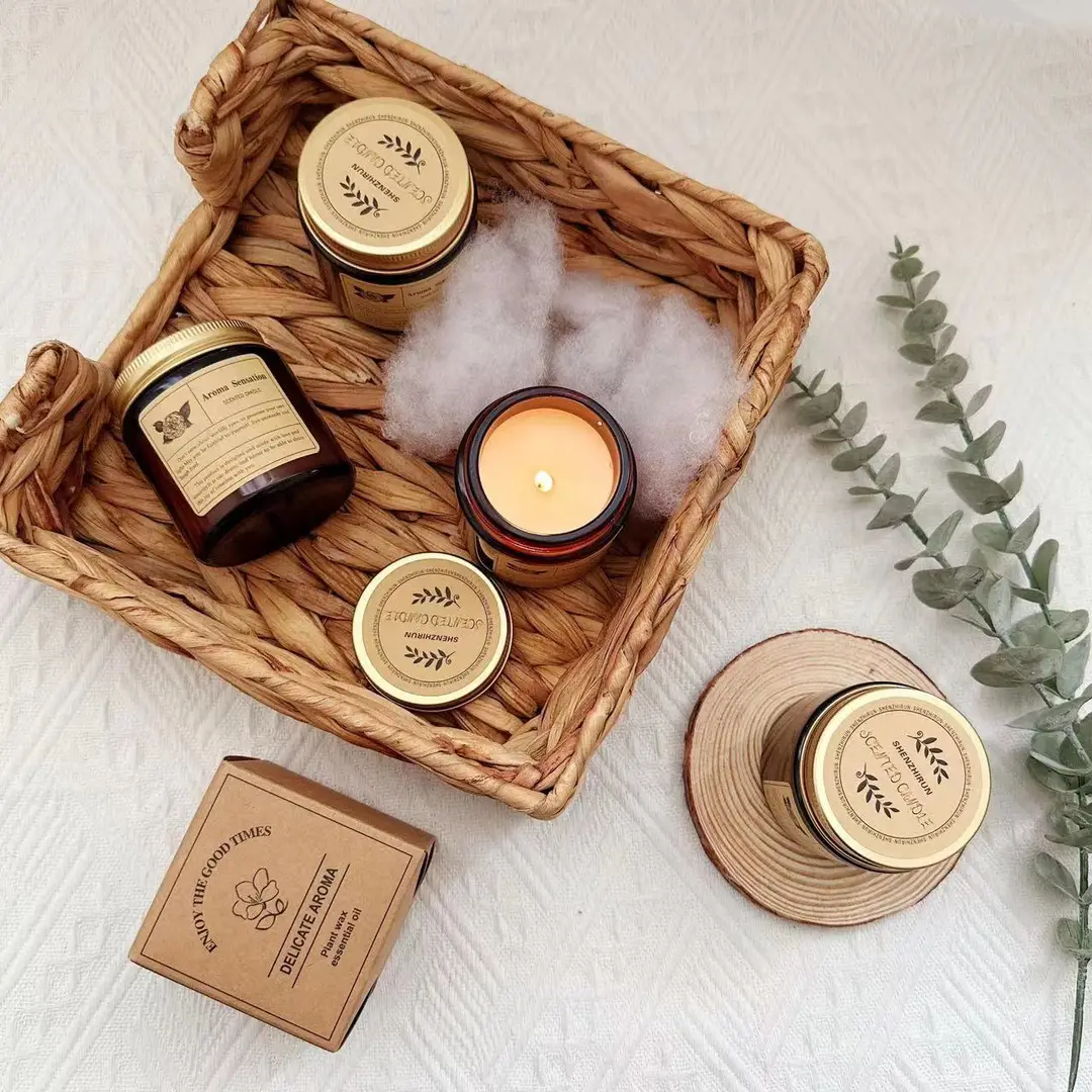 Cross-border e-commerce soybean wax creative candle aromatherapy Brown cup glass jar 35g wax heavy aromatherapy candle wholesale