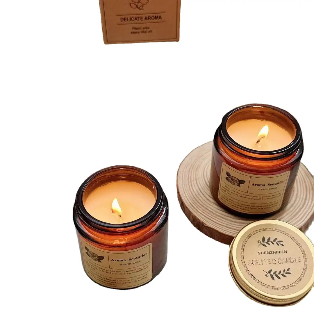 Cross-border e-commerce soybean wax creative candle aromatherapy Brown cup glass jar 35g wax heavy aromatherapy candle wholesale