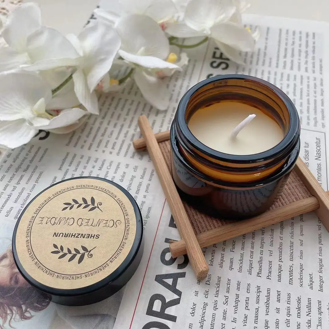 Cross-border e-commerce soybean wax creative candle aromatherapy Brown cup glass jar 35g wax heavy aromatherapy candle wholesale