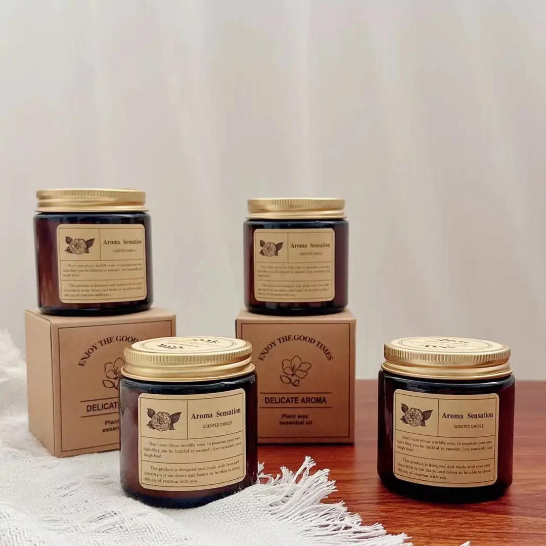 Cross-border e-commerce soybean wax creative candle aromatherapy Brown cup glass jar 35g wax heavy aromatherapy candle wholesale