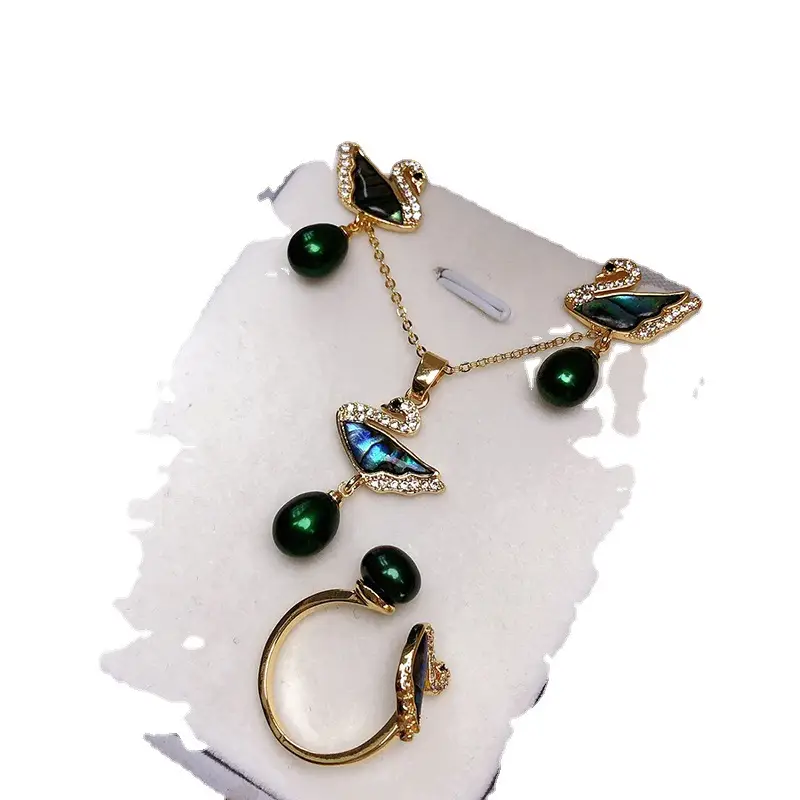 18K Gold Butterfly Pearl Earrings Set for Women - Image 11