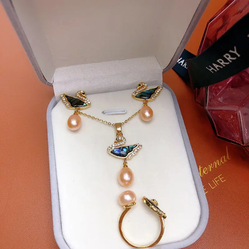 18K Gold Butterfly Pearl Earrings Set for Women - Image 10